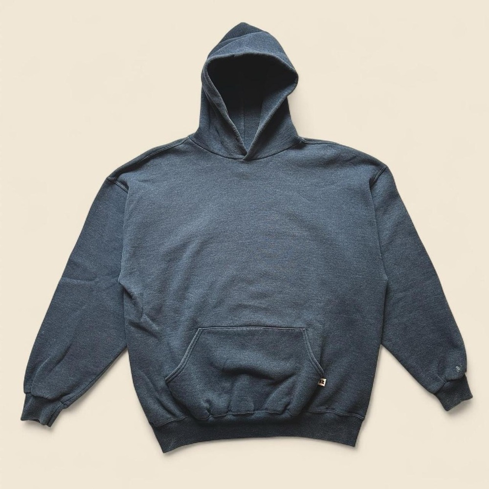 Vintage 90s Russell Blank Navy Blue Pullover Hoodie